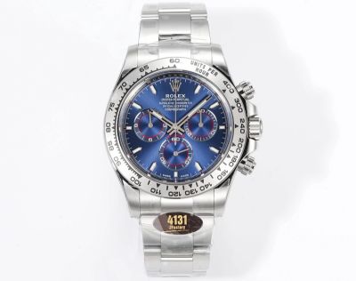 Rolex Daytona 904L Steel 40mm Ceramic Bezel Platinum Markers Blue Face SS Oyster Band Watch